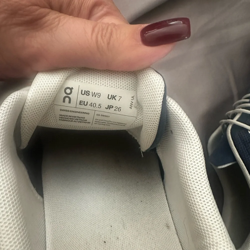 On Cloud Running White and Navy Sneakers - Picture 5 of 5